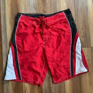 Beach Rays Red & Black & White Swim Suit Size 34